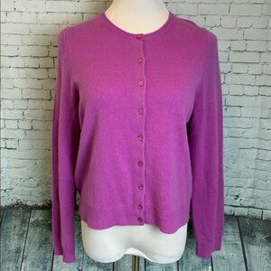 Alex Marie 100% Cashmere Cardigan Sweater Pink L Office Layering Closet Staple